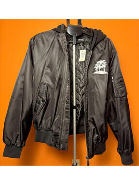 New w Tags Hot Topic Hooded bomber jacket XL coat SkuLL Rocker Nylon